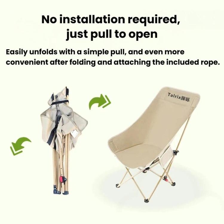 Talrix Outdoor Camping Moon Chair Portable Folding Beach Chair, Style: Classic Black