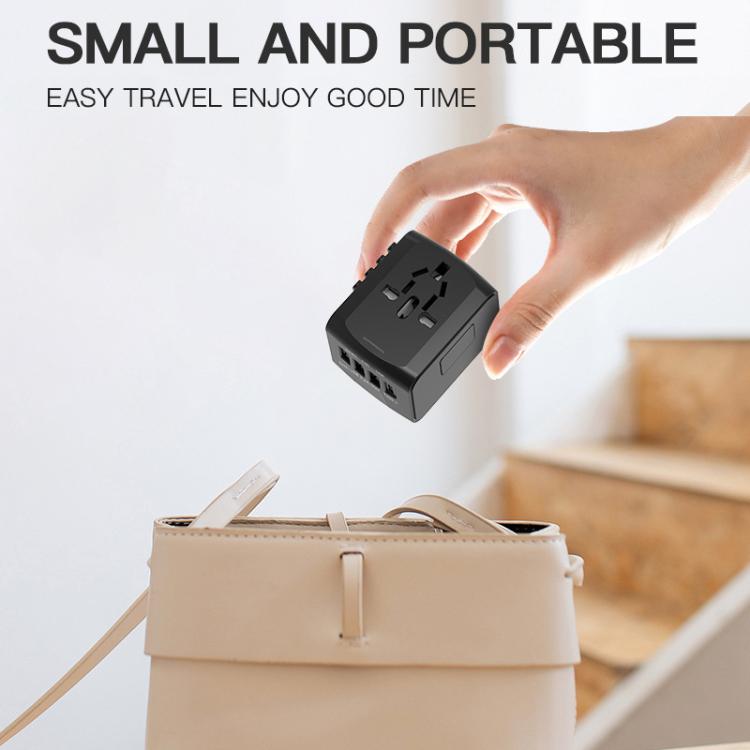 Travel Adapter 3 USB+Type-C Universal Socket Multi-Function Charger, US/EU/UK/AU Plug