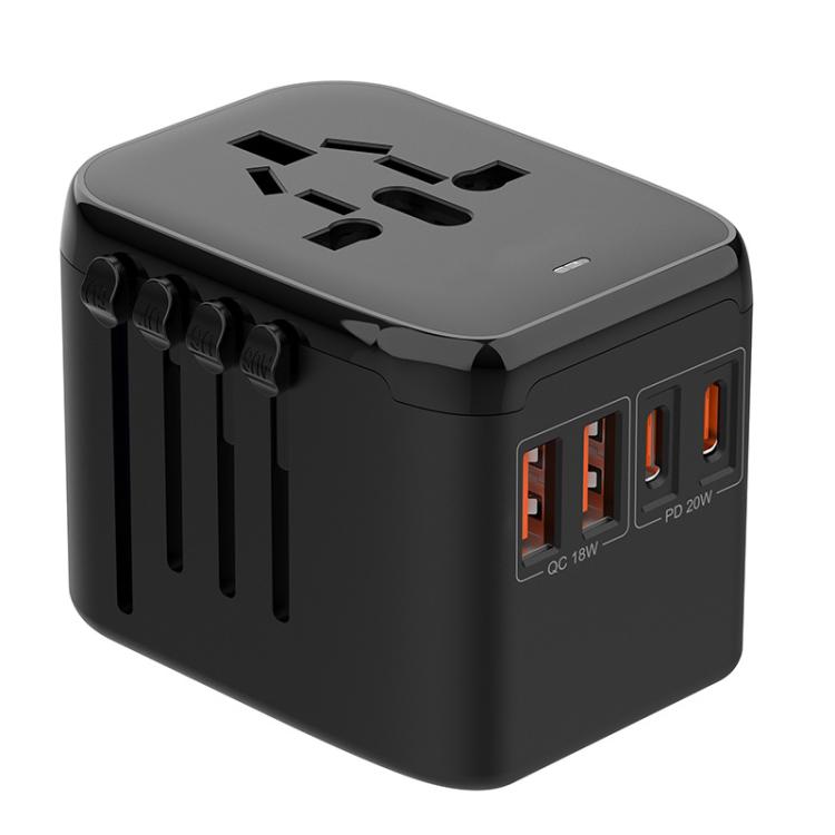 PD20W Multi-Function Travel Charger GaN 2 USB + 2 Type-C Universal Fast Charging - Black