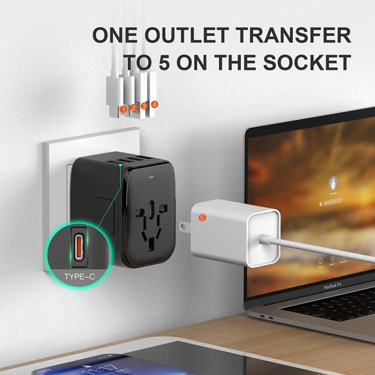 PD20W Multi-Function Travel Charger GaN 2 USB + 2 Type-C Universal Fast Charging - Black