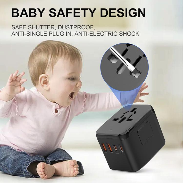 PD20W Multi-Function Travel Charger GaN 2 USB + 2 Type-C Universal Fast Charging - Black