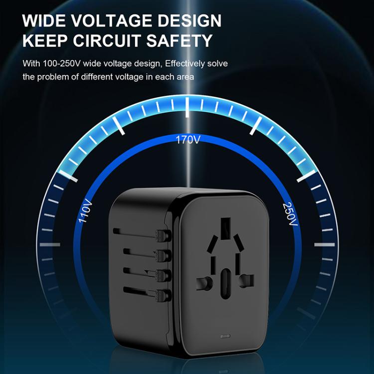 PD20W Multi-Function Travel Charger GaN 2 USB + 2 Type-C Universal Fast Charging - Black