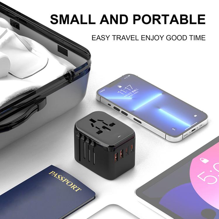 PD20W Multi-Function Travel Charger GaN 2 USB + 2 Type-C Universal Fast Charging - Black