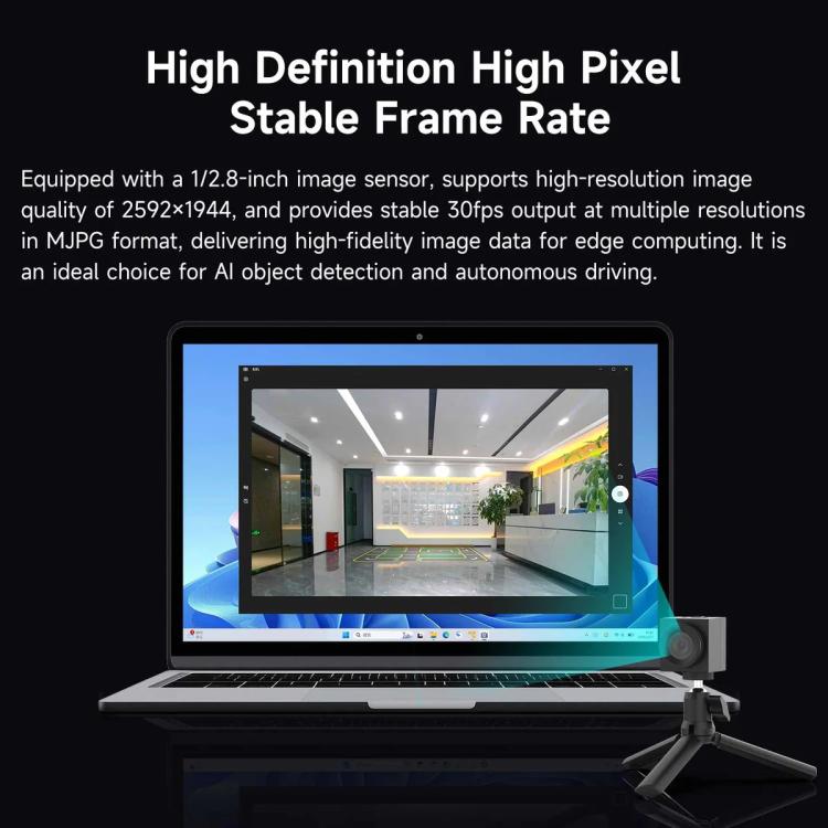 YAHBOOM Industrial USB AI Vision Camera 5MP Distortion-Free Lens, Above 2K Resolution For Raspberry Pi/Jetson/RDK/PC No Tripod
