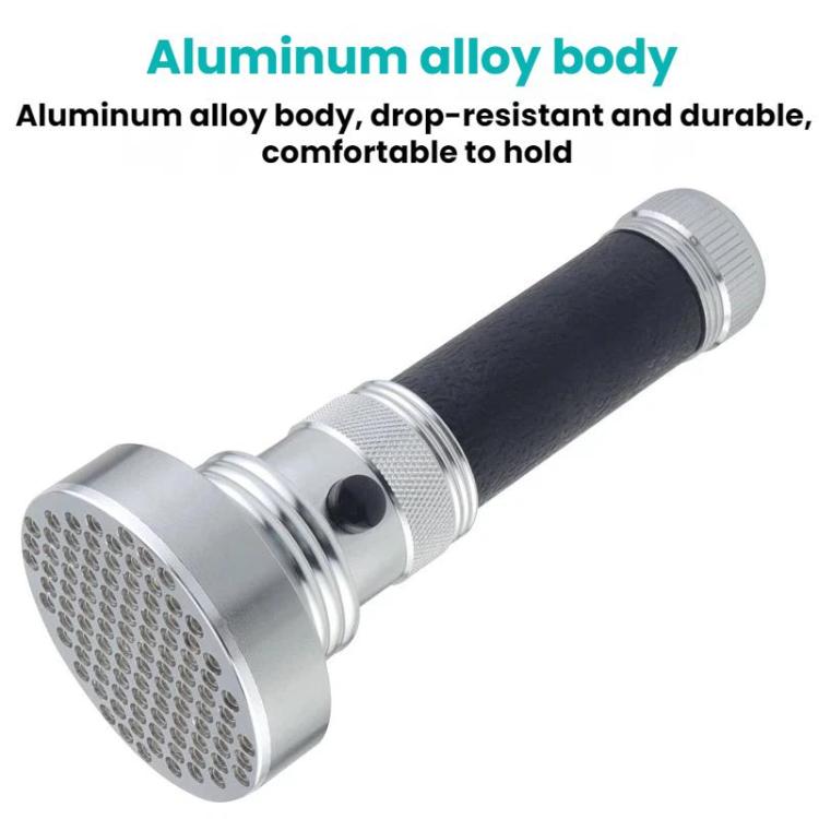 100 LED Aluminum Alloy Banknote Detector UV Flashlight - Silver