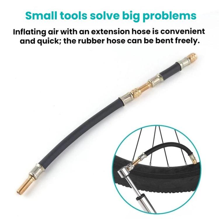 10pcs US Mouth Bicycle Pump Extension Rubber Hose, Color: Black 12cm
