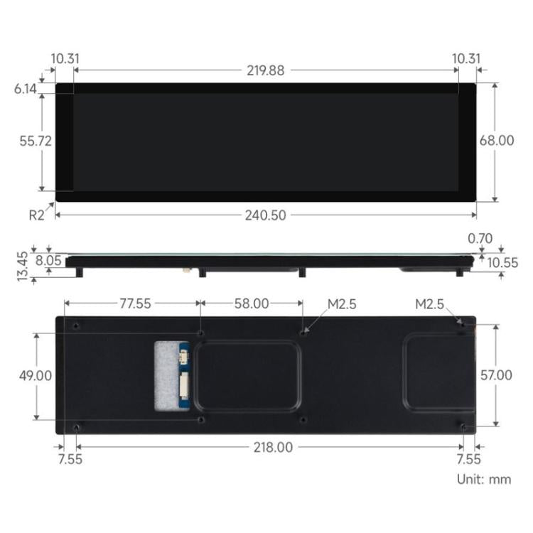 Waveshare 33641 8.8 Inch DSI Capacitive Touch Display, IPS Panel, 10-Point Touch, Supports Backlight Adjustment Via Software