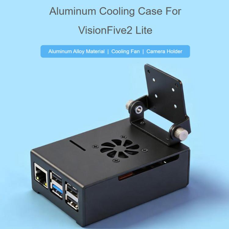 Waveshare 33490 For VisionFive2 Lite Aluminum Alloy Cooling Case With Fan & Camera Mount