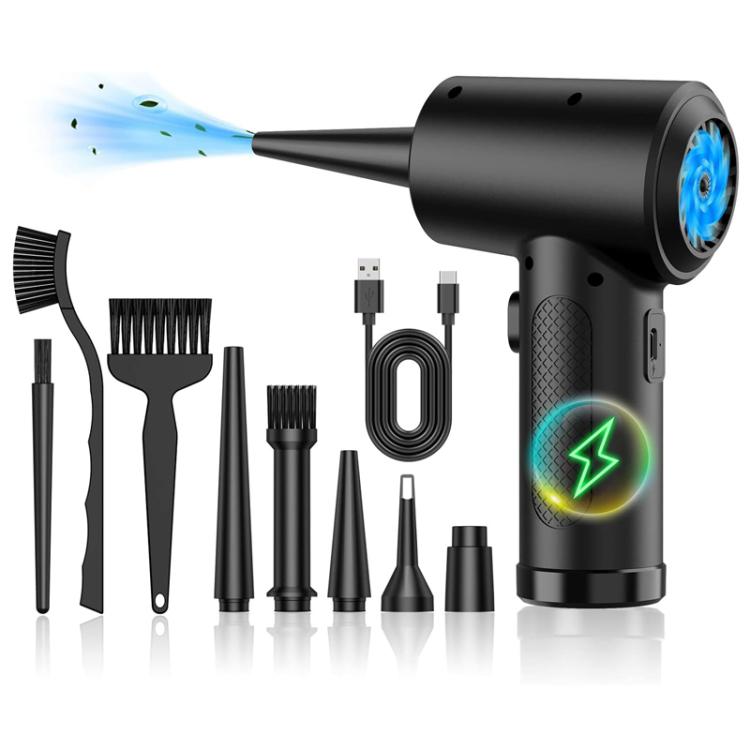 Cordless Turbo Fan Blower And Vacuum Cleaner With 5 Interchangeable Nozzles & LED Light 3 Brushes