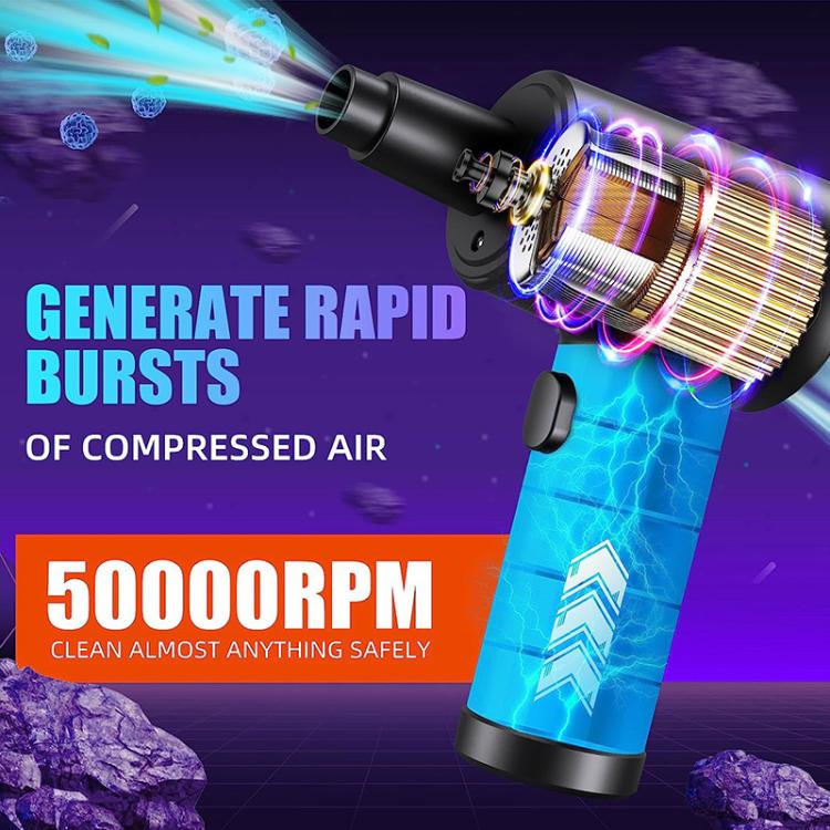 Cordless Turbo Fan Blower And Vacuum Cleaner With 5 Interchangeable Nozzles & LED Light 3 Brushes