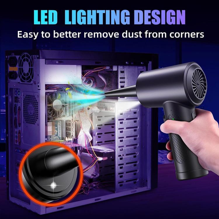 Cordless Turbo Fan Blower And Vacuum Cleaner With 5 Interchangeable Nozzles & LED Light 3 Brushes