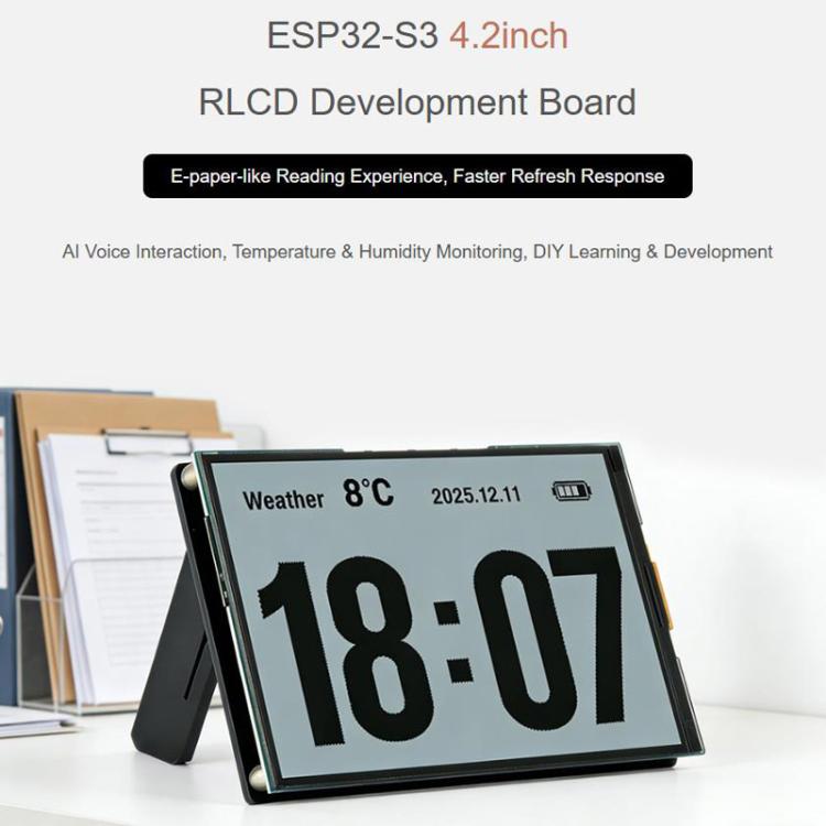 Waveshare 33507 ESP32-S3 4.2 Inch RLCD Full Reflective Display Development Board Supports Wi-Fi & BLE Dual-Mode Communication Without Battery