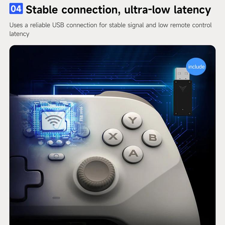 YAHBOOM Tri-Mode ROS Robot Controller Wireless Gamepad for Jetson, Raspberry Pi, Switch, PC - White