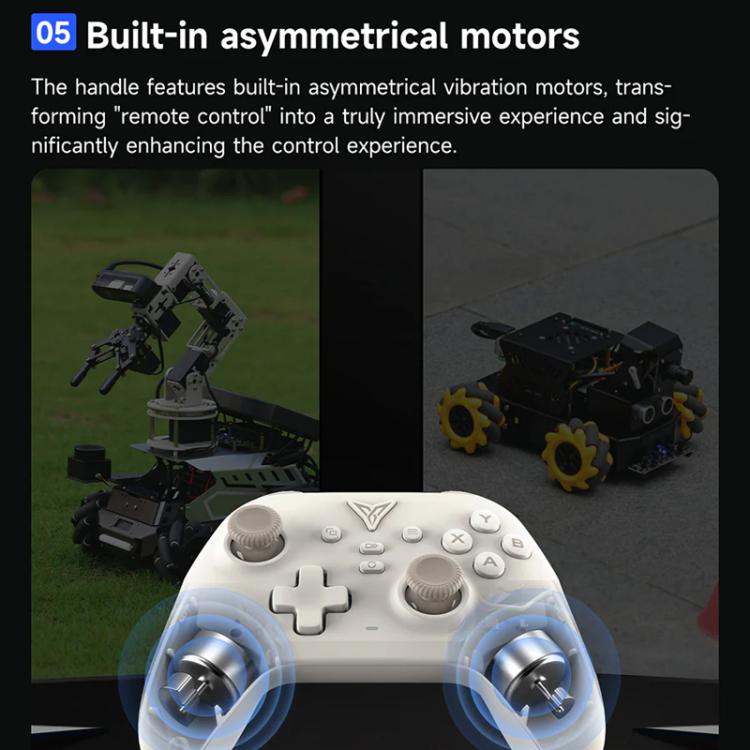 YAHBOOM Tri-Mode ROS Robot Controller Wireless Gamepad for Jetson, Raspberry Pi, Switch, PC - White