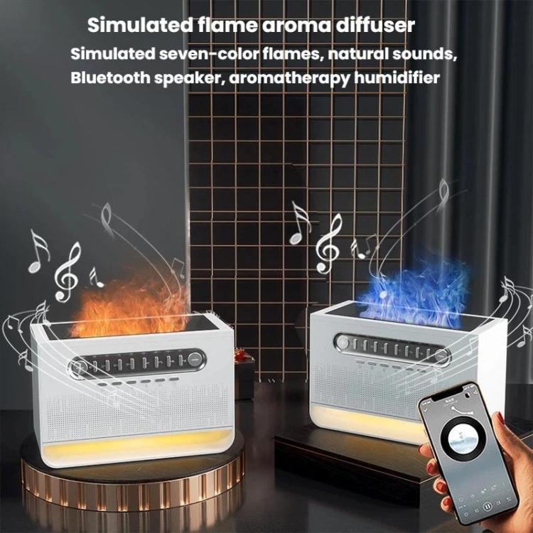 FS301 Indoor Desktop Bluetooth Speaker White Noise Color-Changing Flame Lamp Aromatherapy Diffuser - White