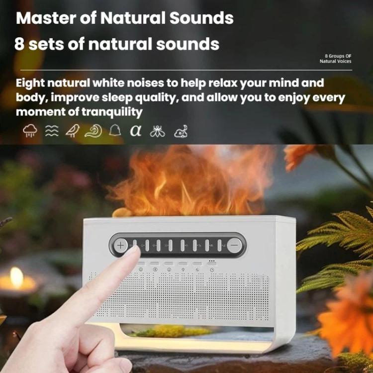 FS301 Indoor Desktop Bluetooth Speaker White Noise Color-Changing Flame Lamp Aromatherapy Diffuser - White