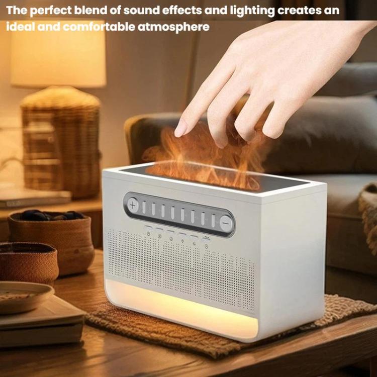 FS301 Indoor Desktop Bluetooth Speaker White Noise Color-Changing Flame Lamp Aromatherapy Diffuser - White