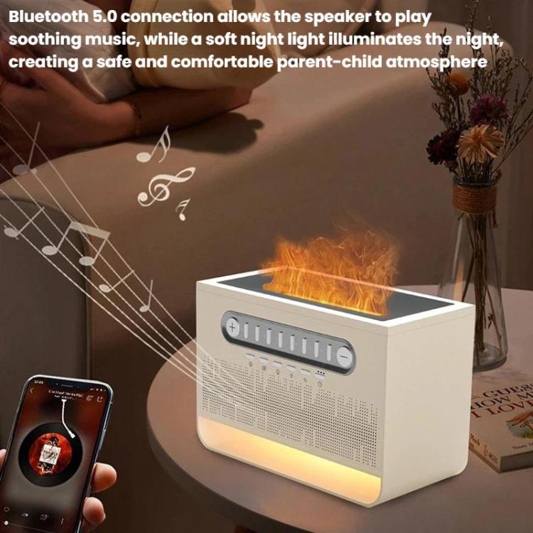 FS301 Indoor Desktop Bluetooth Speaker White Noise Color-Changing Flame Lamp Aromatherapy Diffuser - White