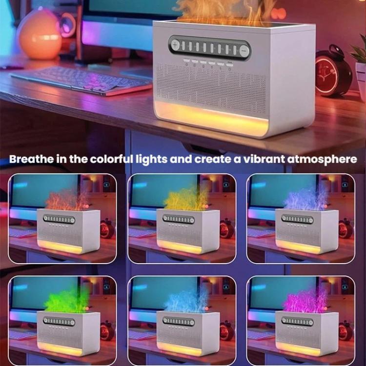 FS301 Indoor Desktop Bluetooth Speaker White Noise Color-Changing Flame Lamp Aromatherapy Diffuser - White