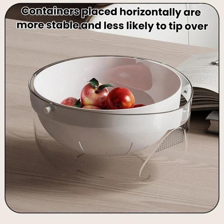 Double-Layer Fruit Vegetable Washing & Draining Basket Household Kitchen Rice Draining Basin - Transparent White