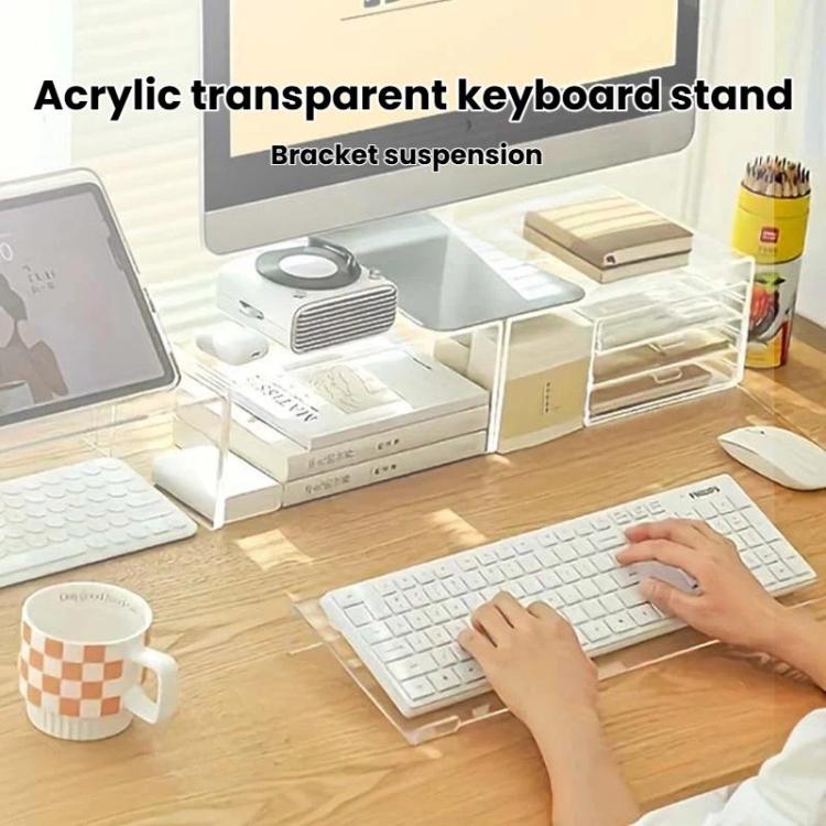 Acrylic Desktop Keyboard Stand Computer Shelf & Typing Support Bracket, Spec: Small