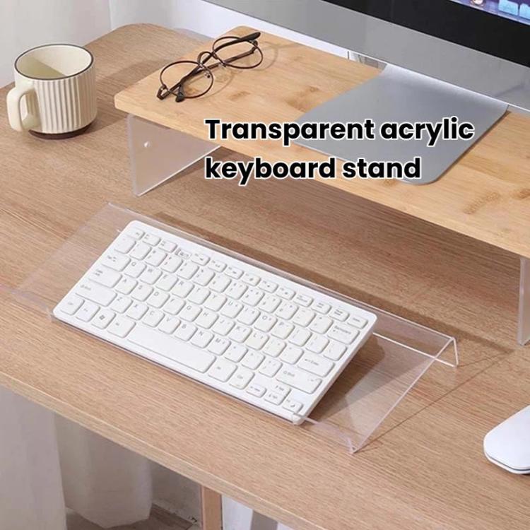 Acrylic Desktop Keyboard Stand Computer Shelf & Typing Support Bracket, Spec: Large With Anti-Slip Strip