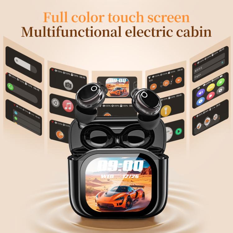 JM28 Mini Bluetooth Earphones With Color Screen Translation & Noise Reduction In-Ear Headphones - Black