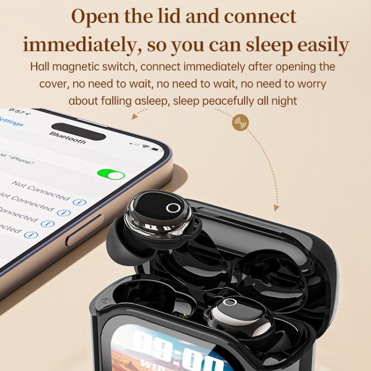 JM28 Mini Bluetooth Earphones With Color Screen Translation & Noise Reduction In-Ear Headphones - Black