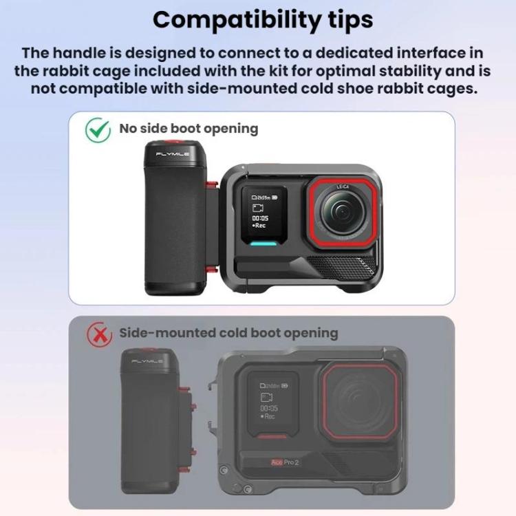 For DJI Osmo Action 5 Pro / 6 Flymile Bluetooth Street Photography Handle Magnetic Quick-Release Base - Black