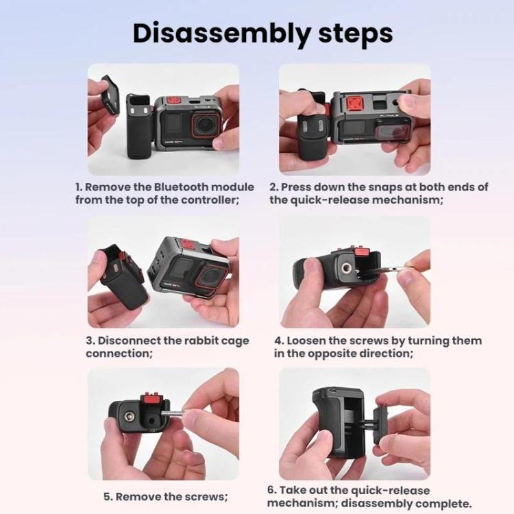 For DJI Osmo Action 5 Pro / 6 Flymile Bluetooth Street Photography Handle Magnetic Quick-Release Base - Black