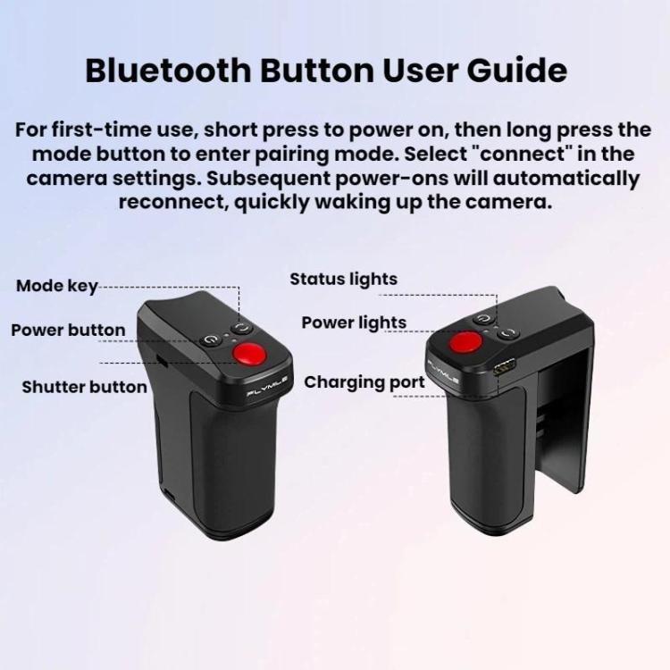 For DJI Osmo Action 5 Pro / 6 Flymile Bluetooth Street Photography Handle Magnetic Quick-Release Base - Black