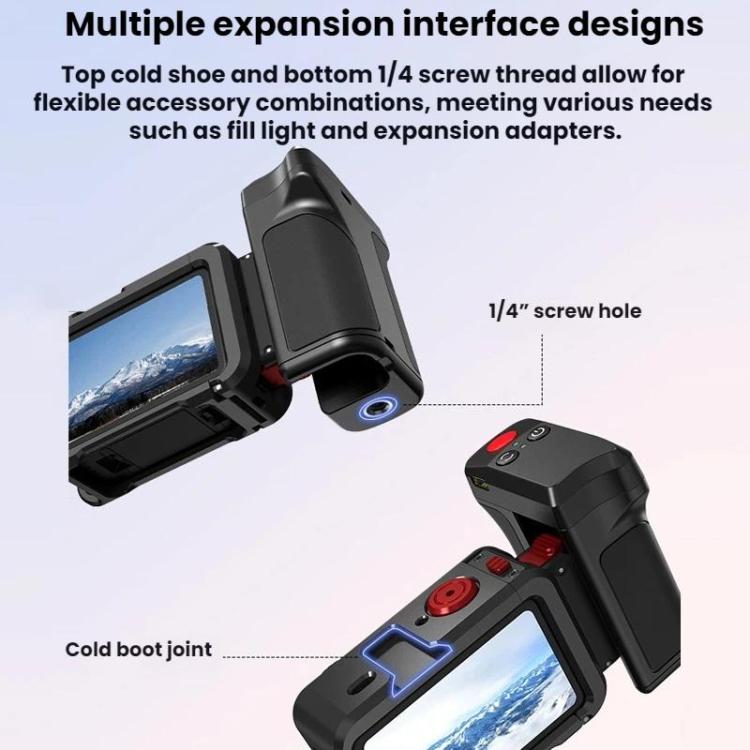 For DJI Osmo Action 5 Pro / 6 Flymile Bluetooth Street Photography Handle Magnetic Quick-Release Base - Black
