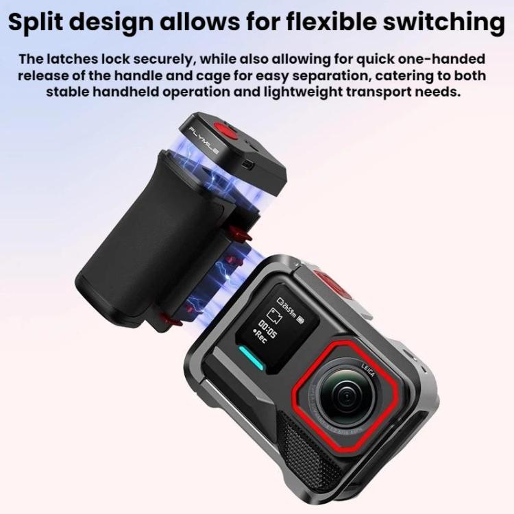 For DJI Osmo Action 5 Pro / 6 Flymile Bluetooth Street Photography Handle Magnetic Quick-Release Base - Black