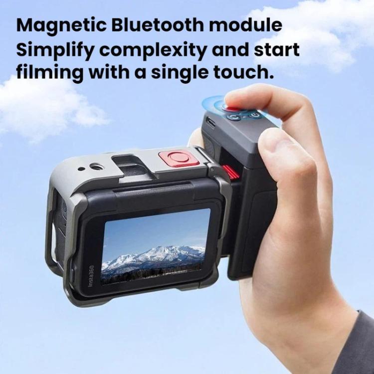 For DJI Osmo Action 5 Pro / 6 Flymile Bluetooth Street Photography Handle Magnetic Quick-Release Base - Black