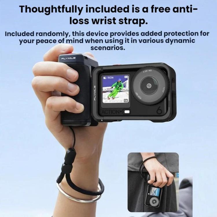 For DJI Osmo Action 5 Pro / 6 Flymile Bluetooth Street Photography Handle Magnetic Quick-Release Base - Black
