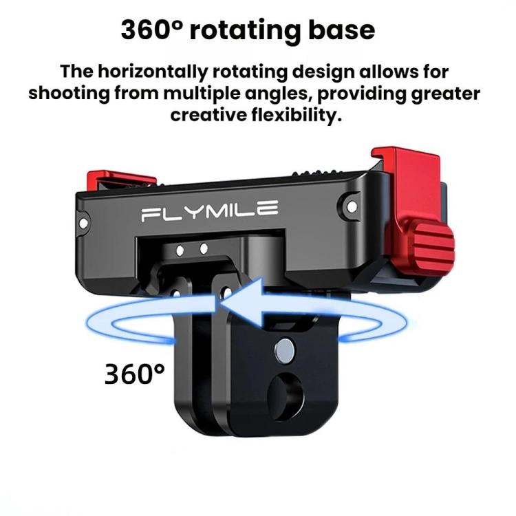 For DJI Osmo 360 / Action 3 / 4 / 5 Pro Flymile Magnetic Quick-Release Adapter Base - Aluminum Alloy