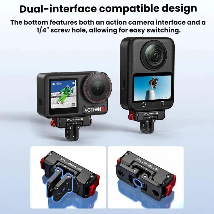 For DJI Osmo 360 / Action 3 / 4 / 5 Pro Flymile Magnetic Quick-Release Adapter Base - Aluminum Alloy
