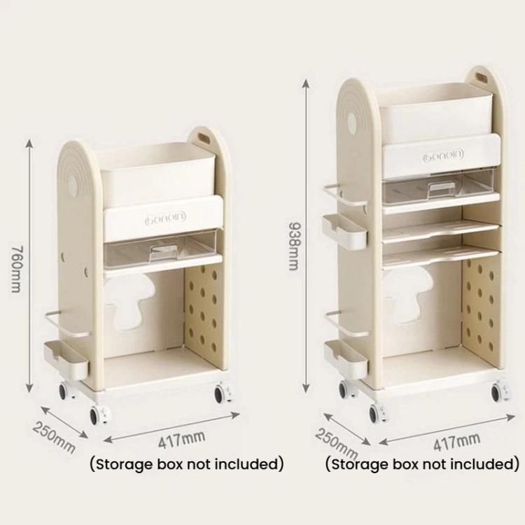 Multifunctional Rolling Storage Cart With Drawers & Dividers Multi-Layer Organizer Shelf With Wheels, Spec: 3 Layers White