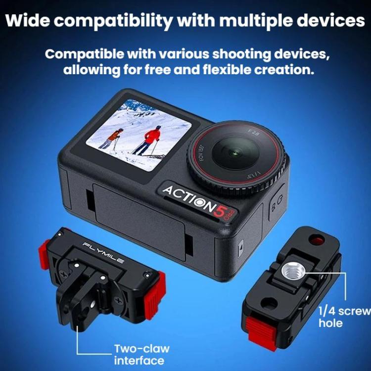 For DJI Osmo 360 / Action 3 / 4 / 5 Pro Flymile Magnetic Quick-Release Adapter Base - Plastic