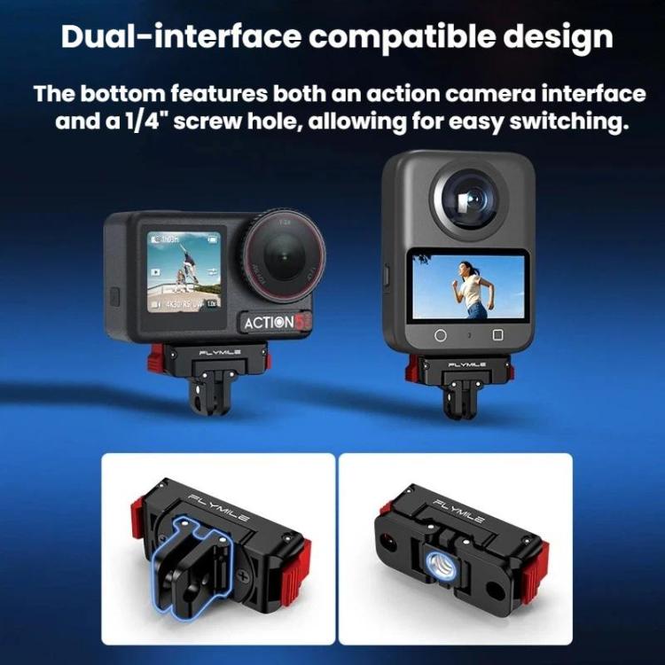 For DJI Osmo 360 / Action 3 / 4 / 5 Pro Flymile Magnetic Quick-Release Adapter Base - Plastic