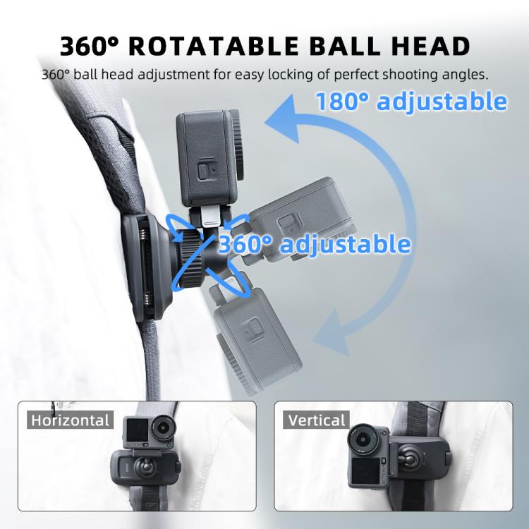 BRDRC Action Cameras Magnetic Quick-release Backpack Shoulder Strap Slip 1/4 Interface