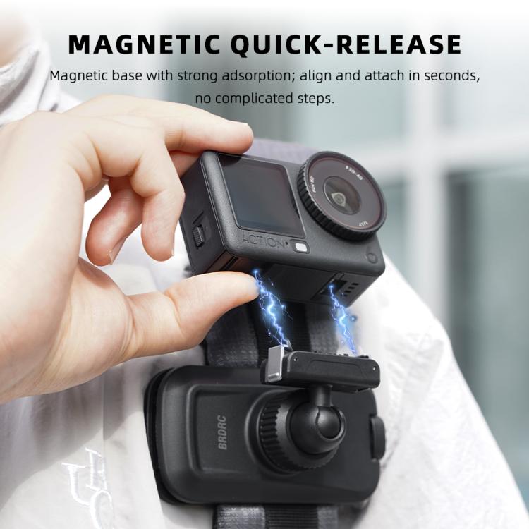 BRDRC Action Cameras Magnetic Quick-release Backpack Shoulder Strap Slip For DJI Action 6 / Nano