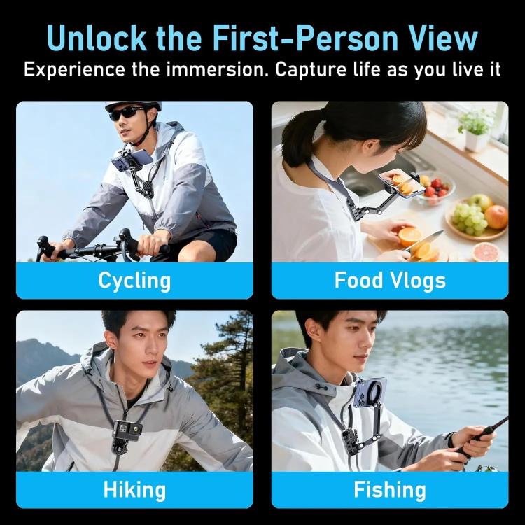 Neck-Worn Phone Mount Cycling First-Person View Chest-Mounted Anti-Shake Shooting, Style: Action Camera