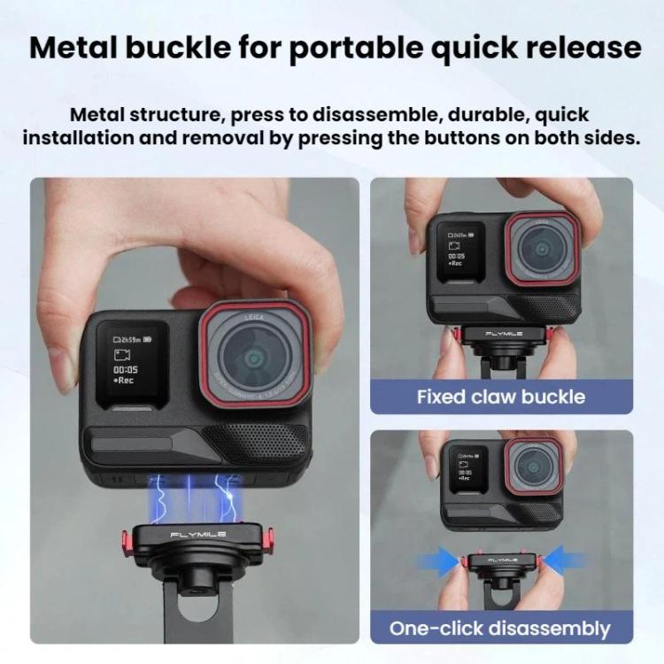 For Insta360 Ace Pro / 2 Flymile Quick-Release Magnetic Extension Stand - Black
