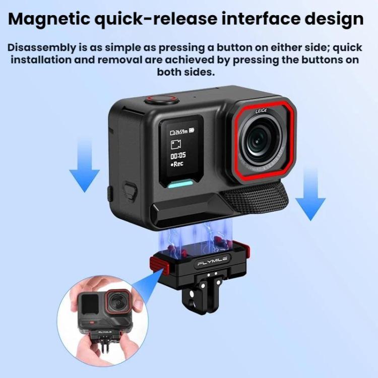 For Insta360 Ace Pro 2 / X5 Flymile Magnetic Extendable Rotating Quick-Release Base - Aluminum Alloy