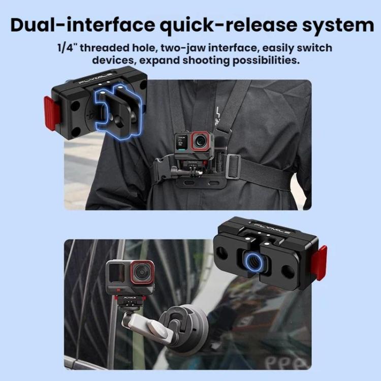For Insta360 Ace Pro 2 / X5 Flymile Magnetic Extendable Rotating Quick-Release Base - Aluminum Alloy