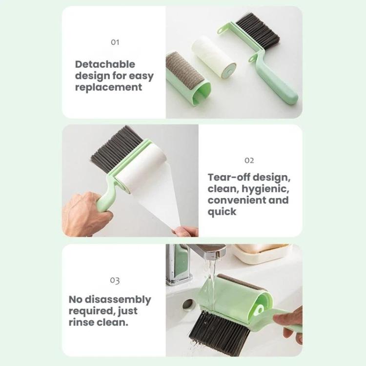 3 In 1 Household Soft-Bristle Brush Dust Remover Lin Roller, Color: White