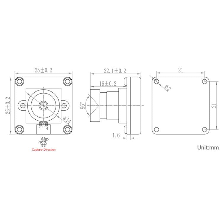 Waveshare 33122 OV2735 2MP USB Camera Supports USB2.0 Type-C Port And SH1.0 4PIN Header