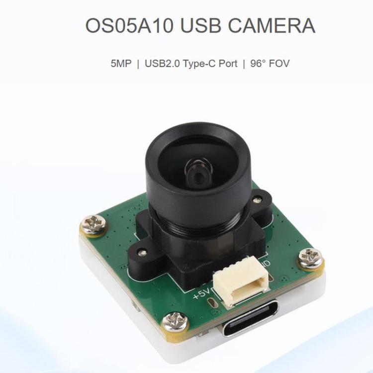 Waveshare 33123 OS05A10 5MP USB Camera Supports USB2.0 Type-C Port And SH1.0 4PIN Header