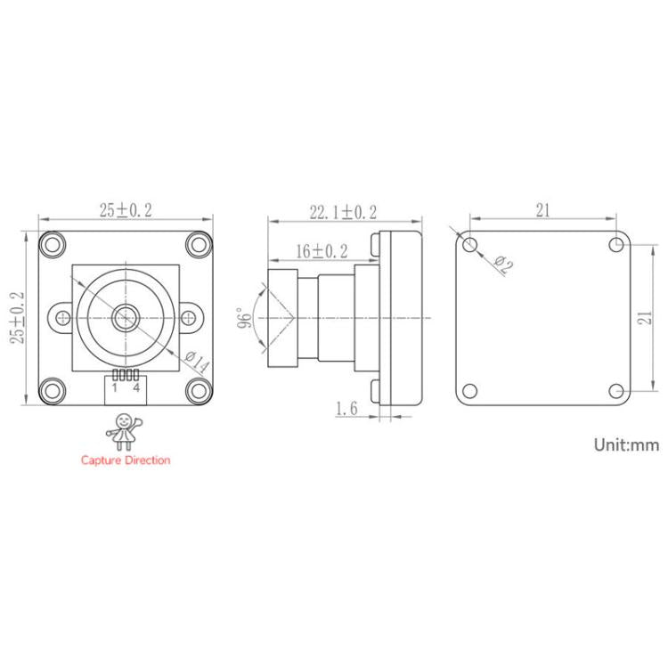 Waveshare 33123 OS05A10 5MP USB Camera Supports USB2.0 Type-C Port And SH1.0 4PIN Header